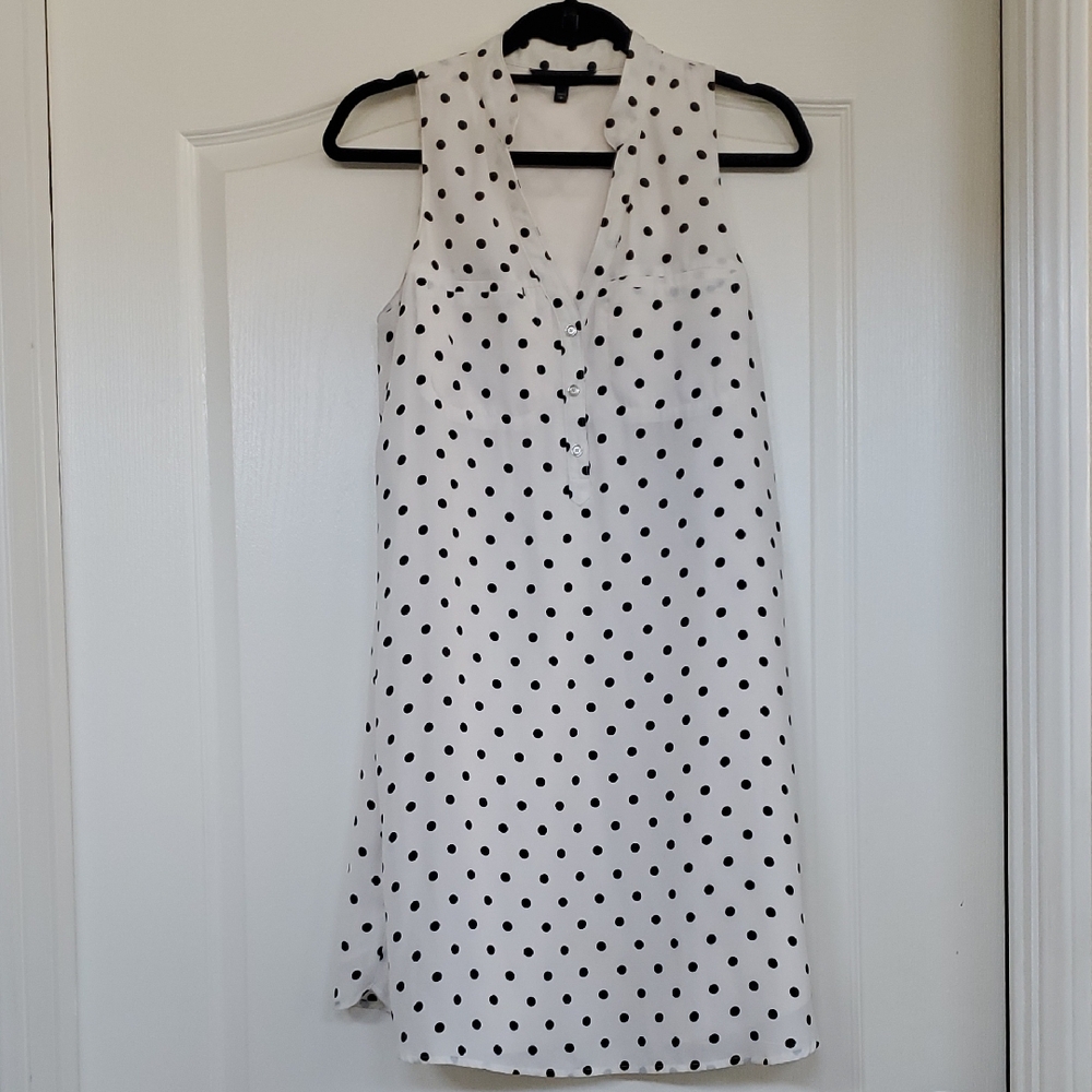Express White and Black Polka Dot Mini Dress